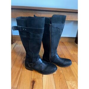 UGG Australia Dayle tall riding boots in distressed black leather/suede size 8.5